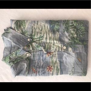 Men’s tropical long sleeve casual button down